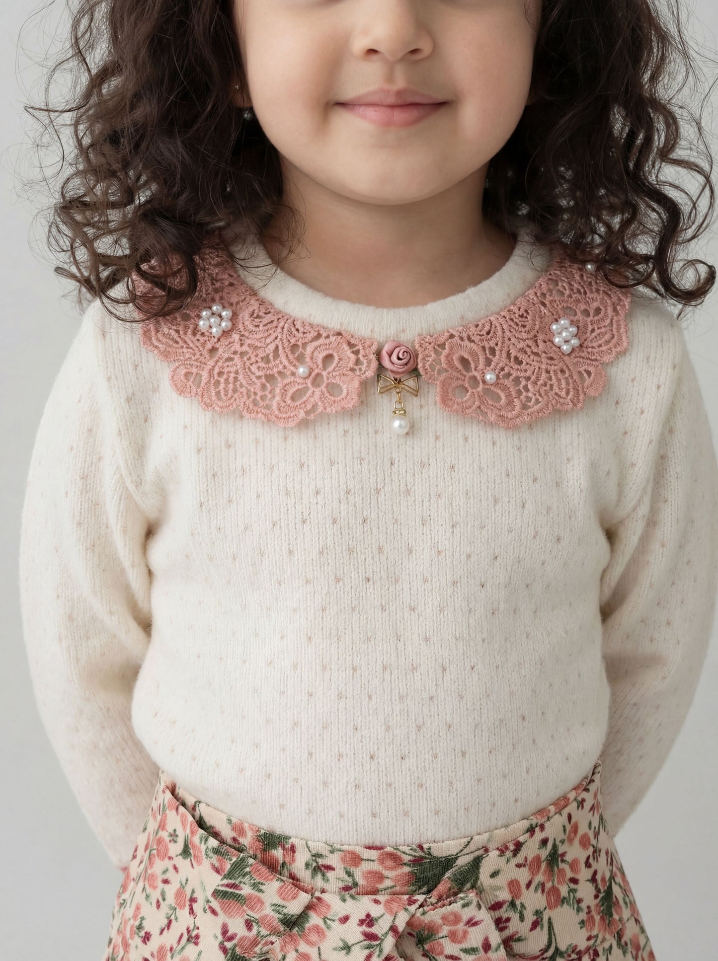 Floral skirt with woollen top (044)