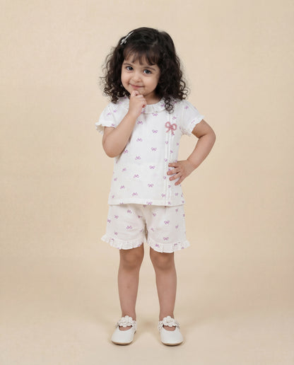 Comfortable cotton bow printed co-ordset