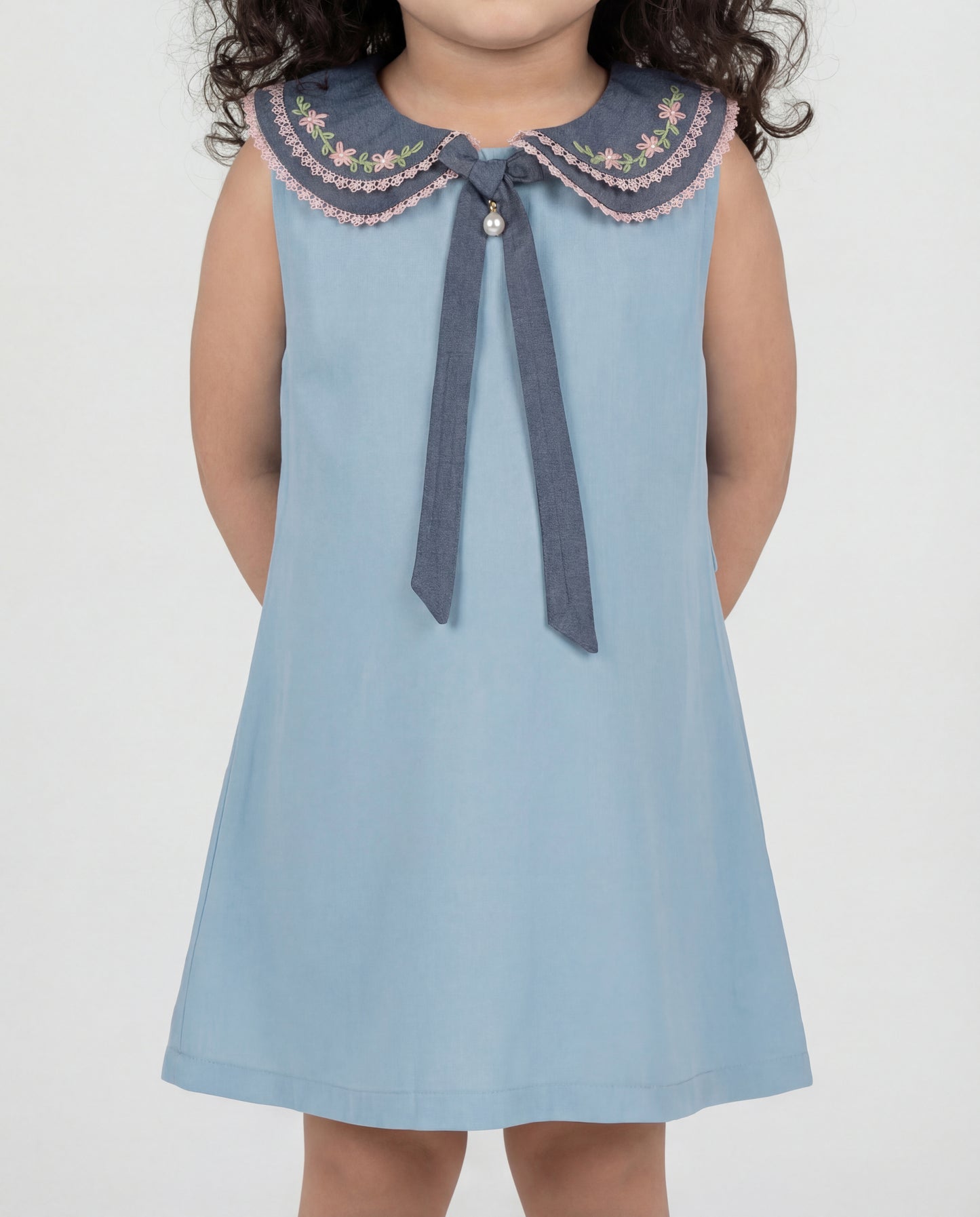 Denim dress with hand embriodery (SS26-#020)
