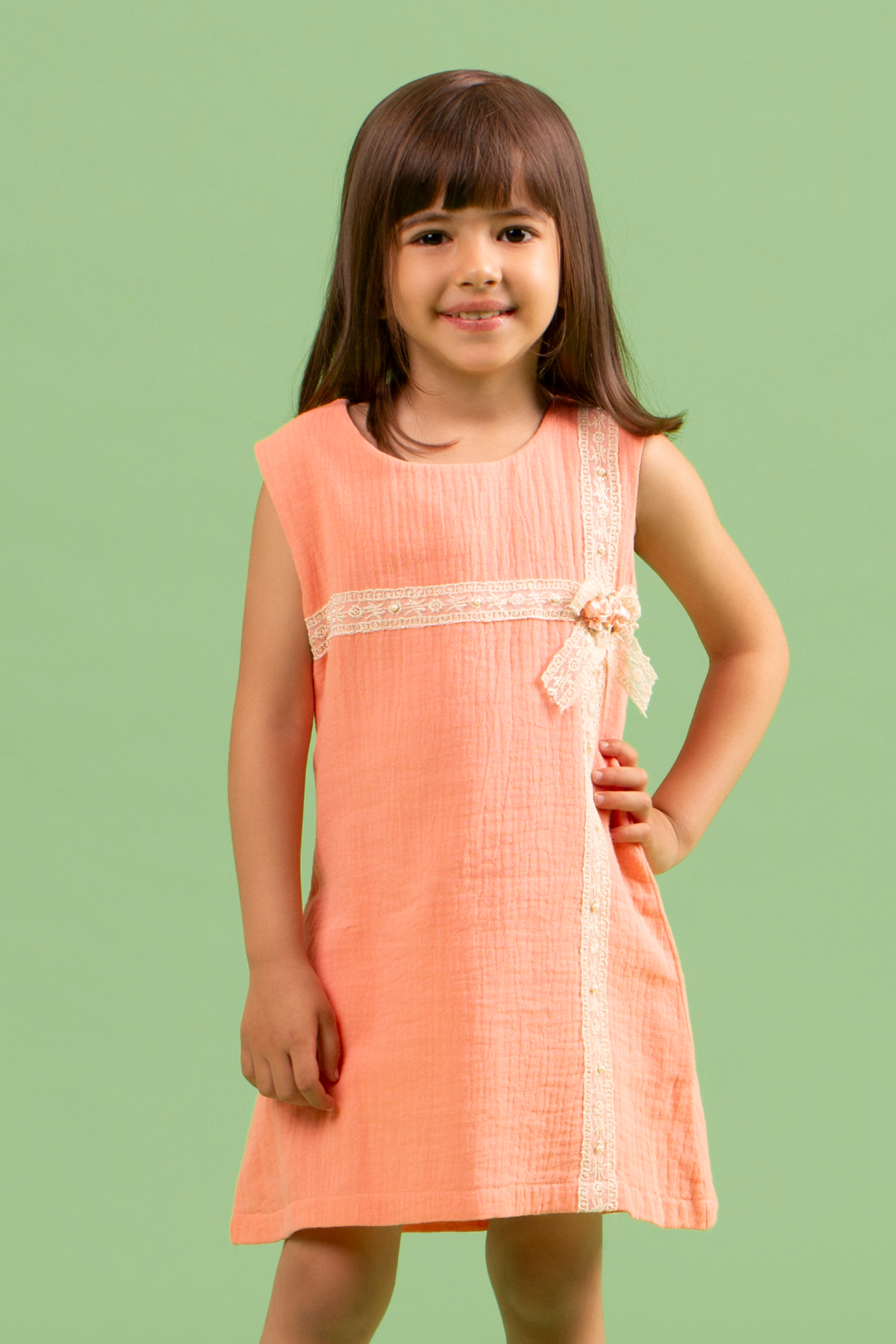 Orange Lace Cotton Dress