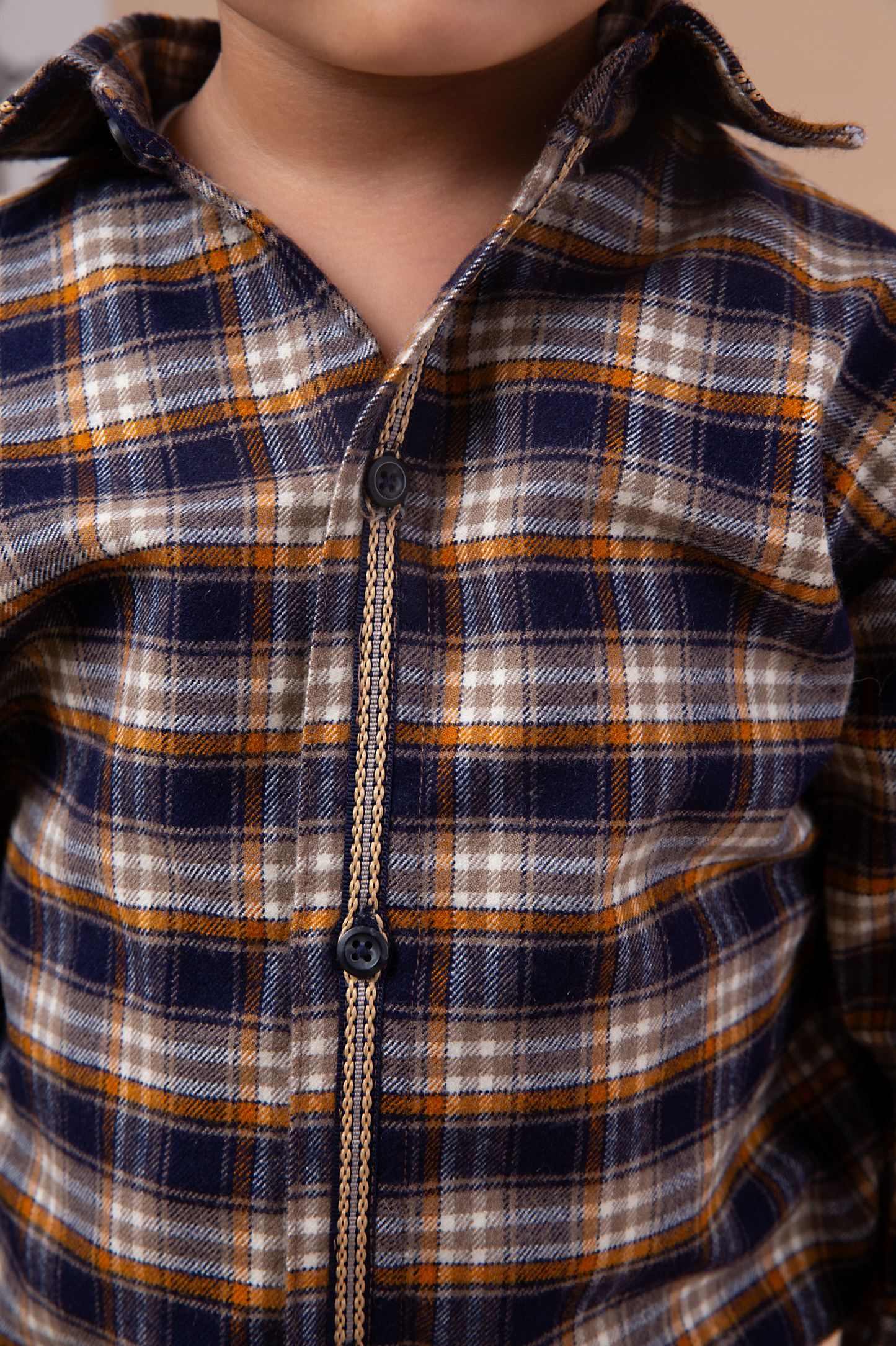 Blue and yellow check shirt