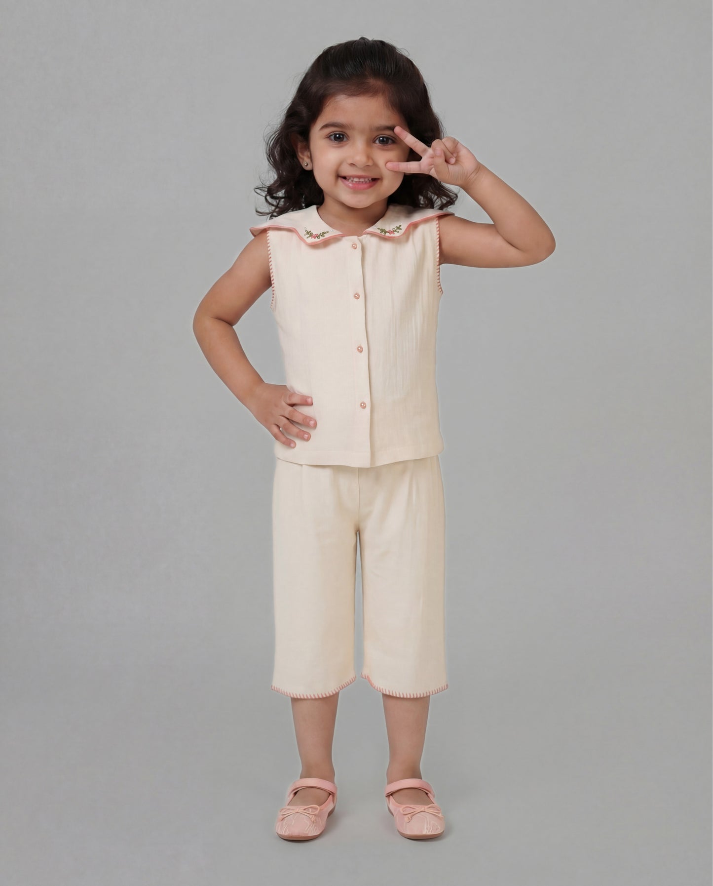 Cotton co-ord with hand embroidery