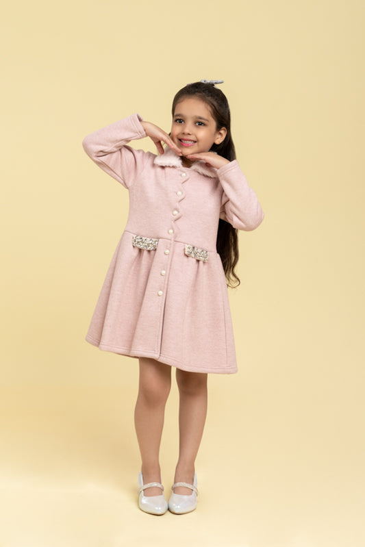 Elegant Light Pink Coat Dress
