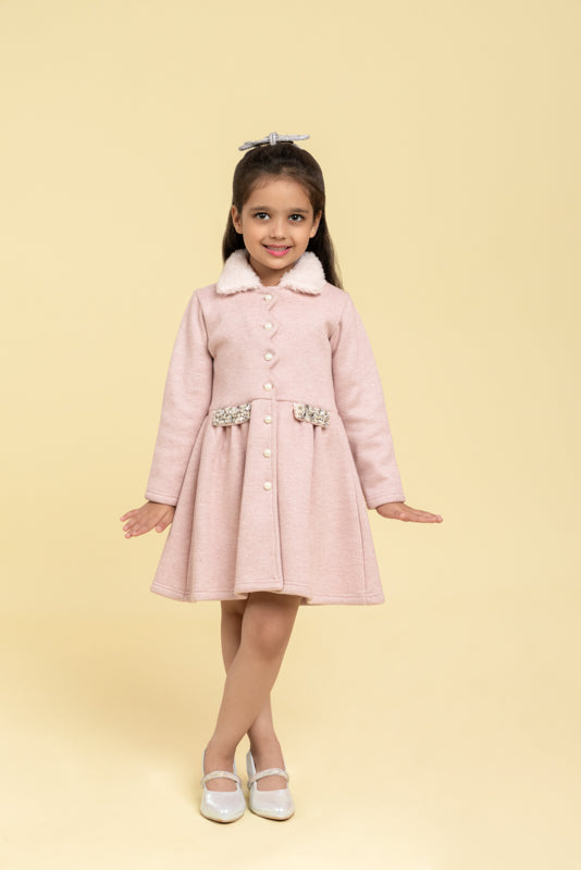 Elegant Light Pink Coat Dress