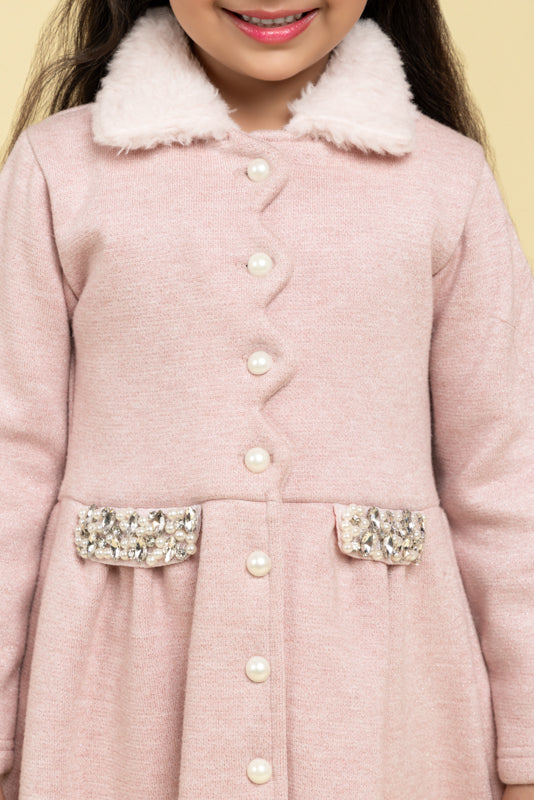 Elegant Light Pink Coat Dress