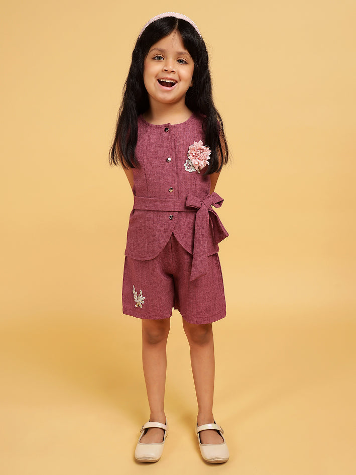 Plum co-ord set with tie up top
