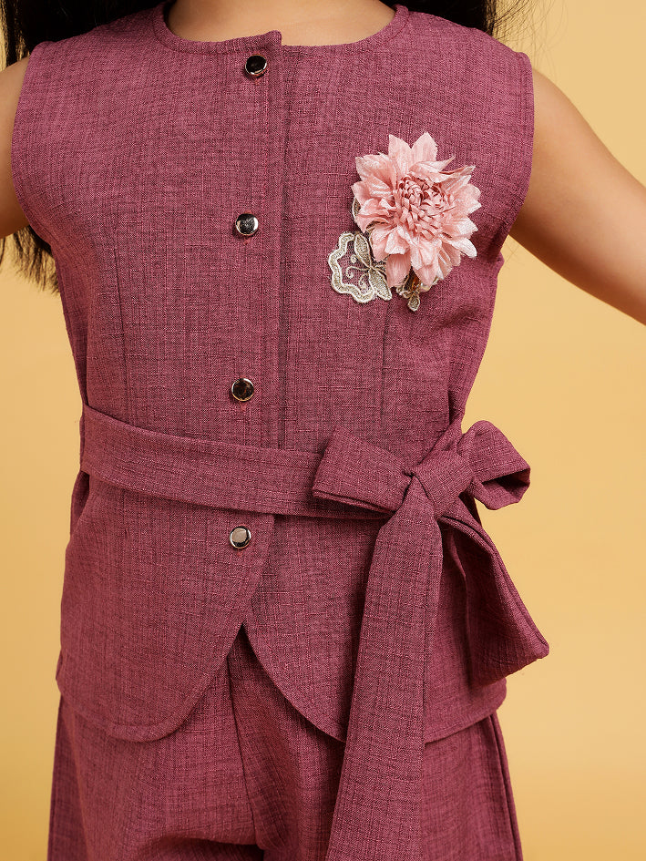 Plum co-ord set with tie up top