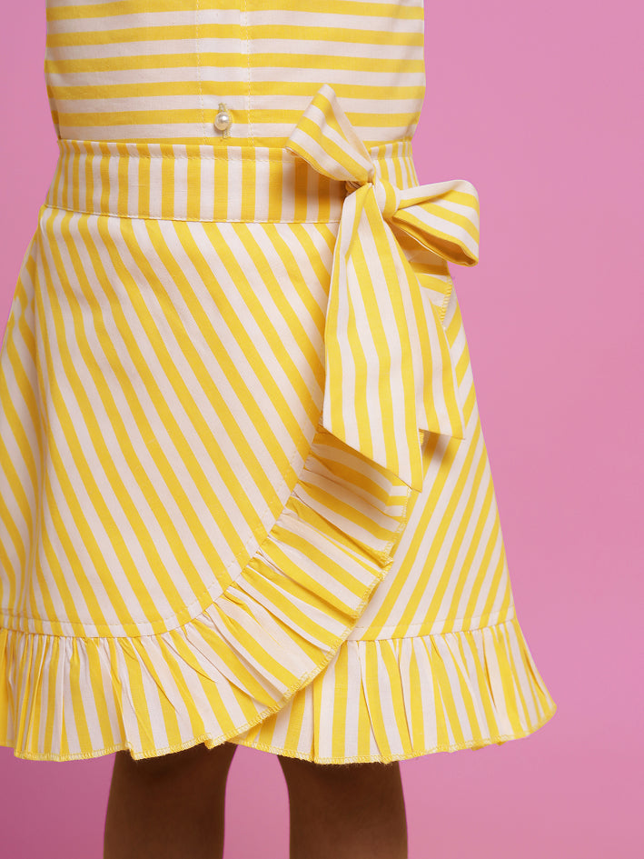Yellow stripe sunshine skirt set
