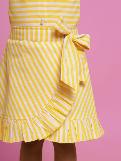 Yellow stripe sunshine skirt set