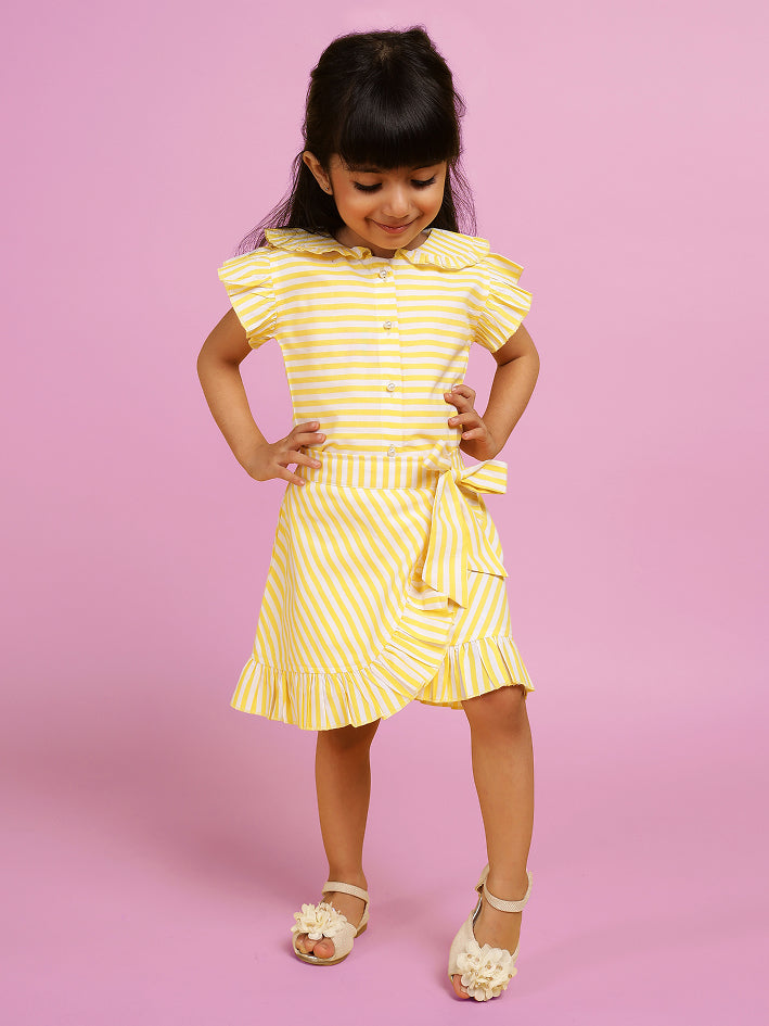 Yellow stripe sunshine skirt set