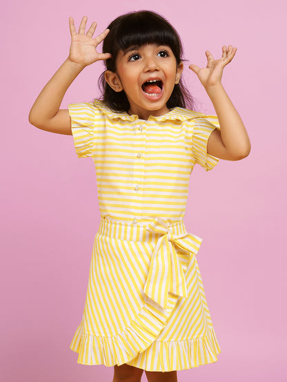 Yellow stripe sunshine skirt set