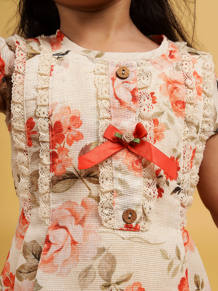 Peach and cream printed sundress