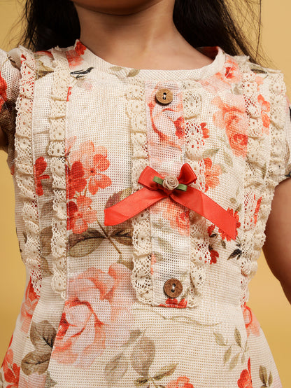 Peach and cream printed sundress