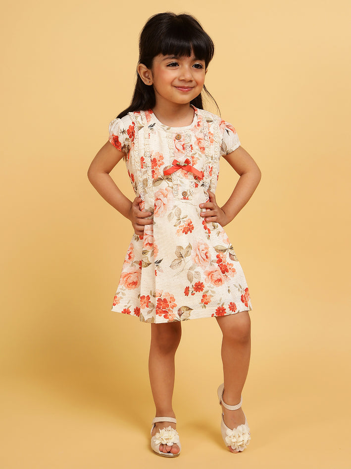 Peach and cream printed sundress