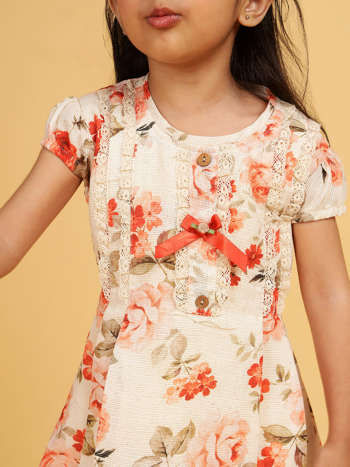 Peach and cream printed sundress