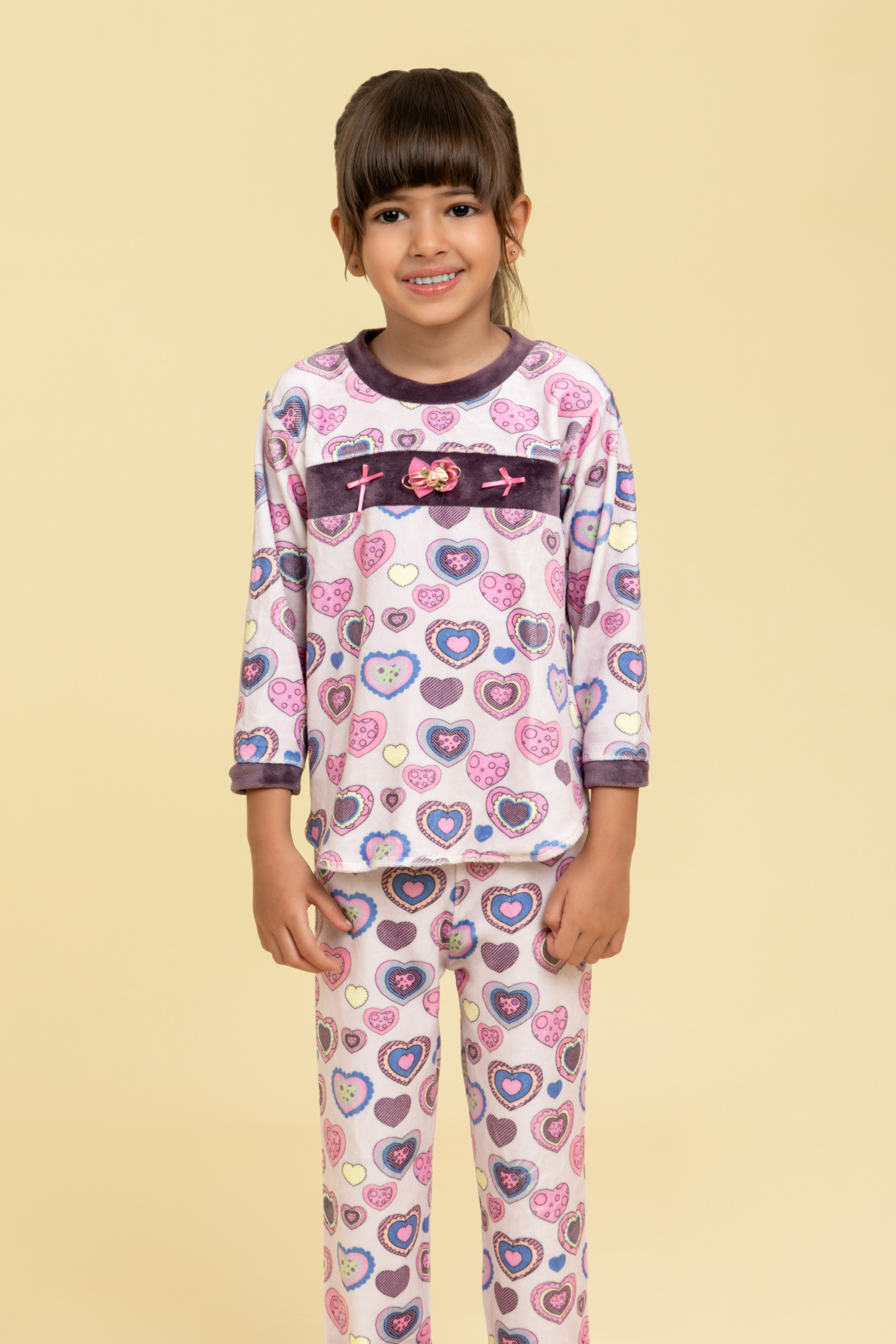 Heart printed cosy nightsuit