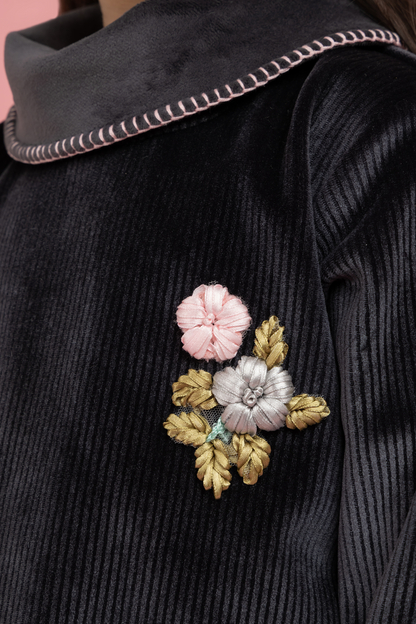 Dark grey co-ord set with embriodered patch