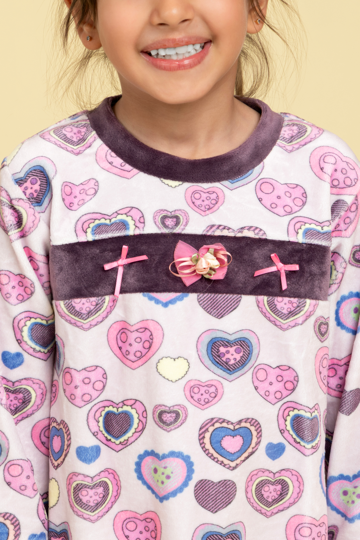 Heart printed cosy nightsuit