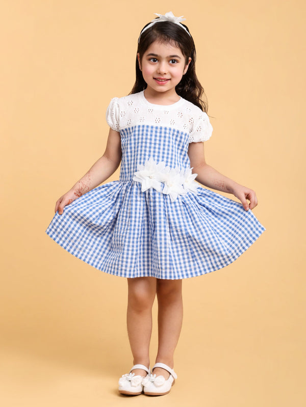 Blue and white check dress