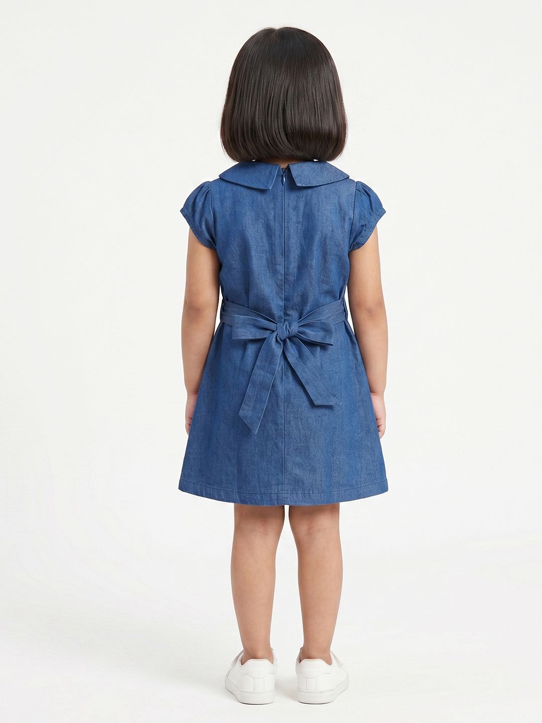 Soft (Dark) cotton denim dress with embroidery