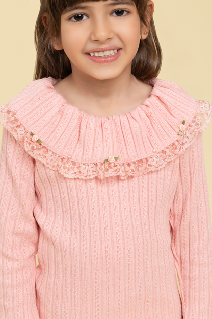 Light pink top with lace