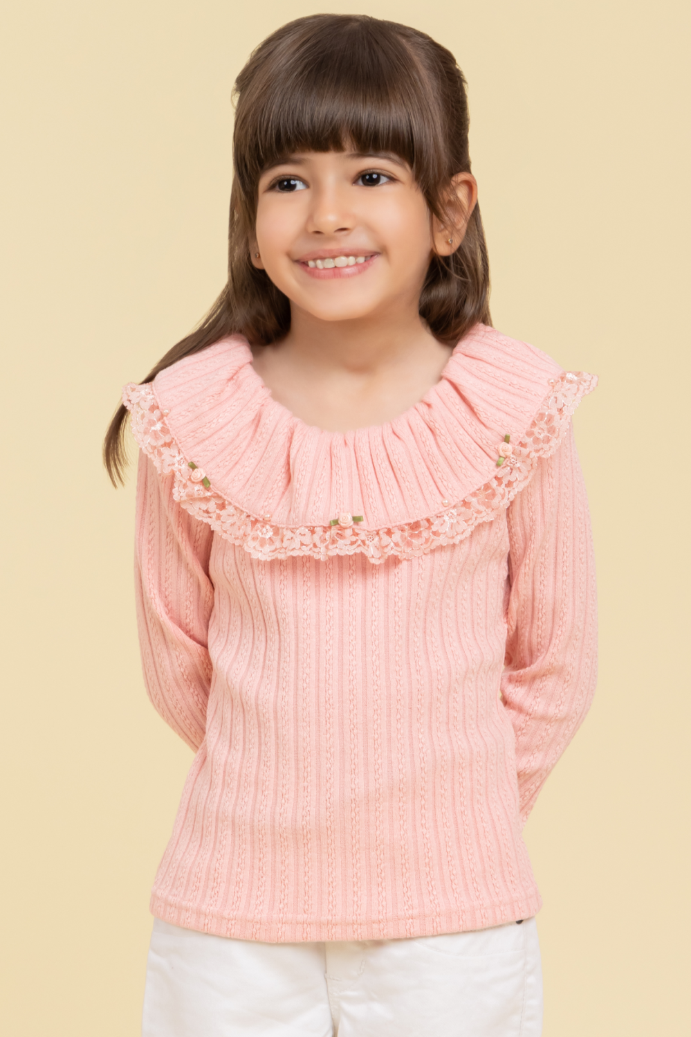 Light pink top with lace